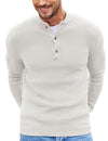 COOFANDY Men Quarter Button Dress Sweater Henley Fashion Knitted Pullover Sweater White