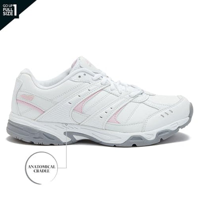 Avia Verge Womens Sneakers - Tennis, Court, Cross Training, or Pickleball Shoes for Women, 6.5 Wide, White with Light Pink