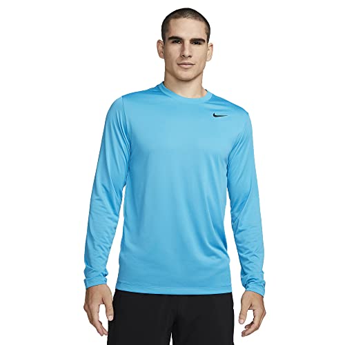 Nike Dri-FIT Legend Men's Long-Sleeve Fitness Top (as1, Alpha, m, Regular, Regular, Laser Blue/Black)