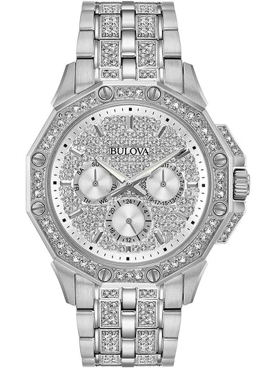 Bulova Men's Crystals Octava Stainless Steel 6-Hand Multi-Function Quartz Watch Style: 96C134