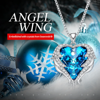 Heart Shaped Necklace Earrings Set Swarovski Crystal, Valentines Day Gift