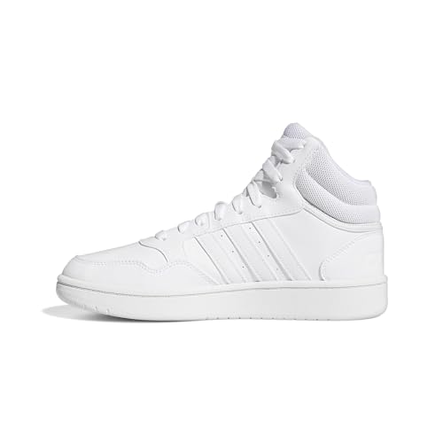 adidas Women's Hoops 3.0 Mid Basketball Shoe, White/White/Dash Grey, 8.5