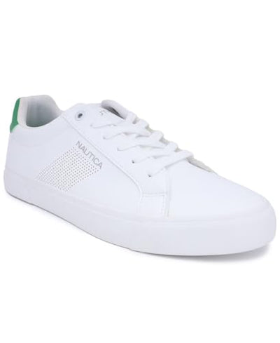 Nautica Men's Colpa Casual Lace-Up Shoe,Classic Tennis Low Top Loafer, Fashion Sneaker-White Green 2 Size-9.5