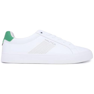 Nautica Men's Colpa Casual Lace-Up Shoe,Classic Tennis Low Top Loafer, Fashion Sneaker-White Green 2 Size-9.5