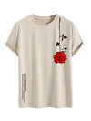 SOLY HUX Men's Graphic Tees Vintage T-Shirts Floral Letter Print Crewneck T Shirts Short Sleeve Casual Summer Shirt Khaki Graphic M