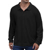 Opomelo Men's Long Sleeve Polo Shirts Loose Fit Golf Polo Shirt Breathable Fashion Collared Shirts Black