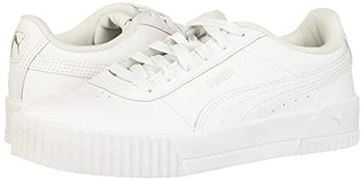 PUMA womens Carina Sneaker, Puma White-puma White-puma Silver, 9.5 US