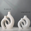 Levvohd XL Beige Ceramic Vase Set of 2 for Modern Home Decor, Eclectic Entryway Modern Boho Hollow Flower Vases for Living Room Bookshelf Dining Coffee Table Centerpiece (W 6.8" X H 11")