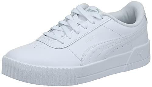 PUMA womens Carina Sneaker, Puma White-puma White-puma Silver, 9.5 US