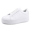 JABASIC Women Fashion Sneakers Low-top Lace-Up Stylish Walking Shoes Comfort Platform Sneakers (8,White)