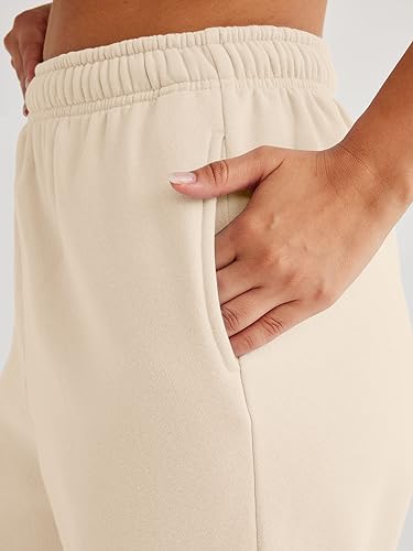 AUTOMET Womens Cargo Sweatpants Fleece High Waisted Joggers Pants Athletic Lounge Trousers with Pockets 2023 Apricot