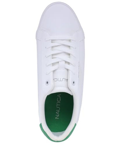 Nautica Men's Colpa Casual Lace-Up Shoe,Classic Tennis Low Top Loafer, Fashion Sneaker-White Green 2 Size-9.5