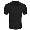 Gnvviwl Men's Muscle V Neck Polo Shirts Slim Fit Short Sleeve Cotton Golf T-Shirts Ribbed Knit Soft Tees Black