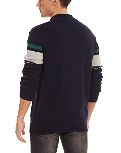 Pullover Sweaters for Men Mens Polo Zip Up Sweater Turtleneck Shirts Fall Winter Sweaters Black Sweater Multi-Color Striped Tops Slim Fit Sweaters