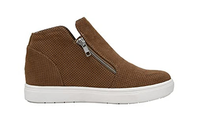 CUSHIONAIRE Women's Hart Hidden Wedge Sneaker +Wide Width Available, Cognac, 11