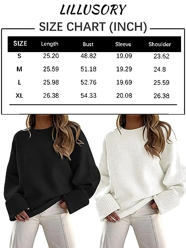 LILLUSORY Women's Fall Fashion 2023 Oversized Sweaters Tunic Tops Pullover Trendy Chunky Knitted Clothes Wear with Leggings