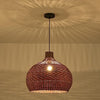 LHJIHFU Rattan Light Fixture Pendant Light, Modern Hand Woven Coffee Rattan Ceiling Hanging Pendant Light for Kitchen Island Dining Room Living Room Farmhouse Home Decor D19.7 x H17.34 inches