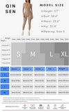 QINSEN Women's 2023 Fashion Square Neck Bodysuit Jumpsuit Long Leggings Playsuit Cococa Cream S