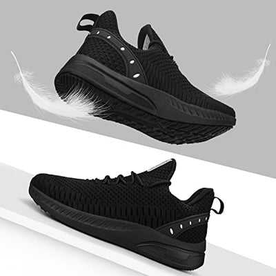 Feethit Women Tennis Running Shoes Walking Shoes Lightweight Casual Sneakers for Travel Gym Work Woman Waitress Nurse All Black 9