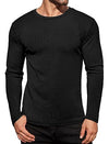 Ekouaer Men's Ribbed Underwear Shirts Long Sleeves Slim Sweater Crewneck Pullover Loungewear Comfory Basic Blouse Black XL