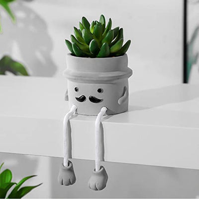 Zerzsy 3pcs Creative Artificial Succulents with Gray Flower Pots, Mini Potted Succulents for Home Decor and Gift Choice.