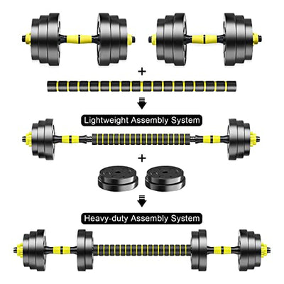 Adjustable-Dumbbells-Set,40lbs Free Weights Set with Connector,Fitness Exercises for Home Gym Suitable Men/Women,Yellow