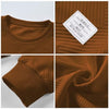 Dokotoo Men Men's Long Sleeve Sweatshirt Casual Crewneck Geometric Texture Soild Color Pullover Sweatshirts Dark Brown Large