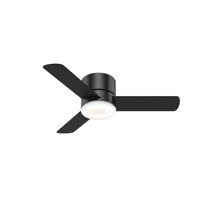 Hunter Fan Company 59453 44" Kit Control Hunter Minimus Low Profile Indoor Ceiling Fan with LED Light and Handheld Remote, Matte Black Finish