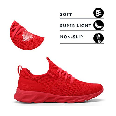 Damyuan Women's Sneakers Athletic Running Shoes Walking Shoes Lightweight Gym Mesh Comfortable Trail Running Shoes Red Womens Size 8