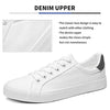 FRACORA Mens Canvas Shoes White Black Sneakers Low Top Lace Up Casual Shoes(White, US9.5)