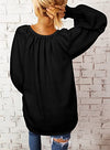 Dokotoo Women's Smocked Long Sleeve V-Neck Chiffon Tunic Top - Casual Plus Size Stylish Business Blouse (Black, L)