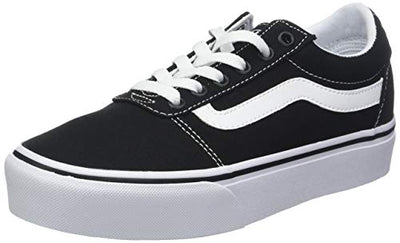 Vans Women’s Ward Platform Canvas Low-Top Sneakers, Black ((Canvas) Black/White 187), 4.5 UK