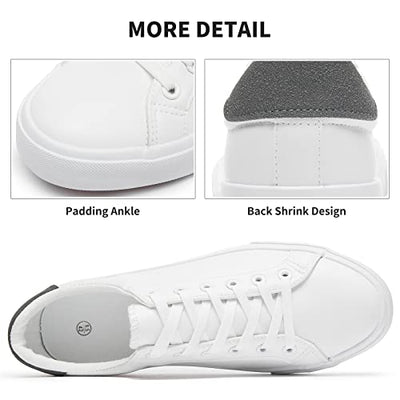 FRACORA Mens White Tennis Shoes Low Top Fashion Sneakers PU Leather Casual Shoes for Men(White, US7)