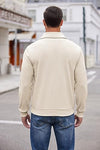 COOFANDY Mens Quarter Polo Mock Neck Corduroy Pullover Casual Solid Sweatshirt Beige