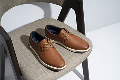 Jousen Men's Casual Shoes Memory Foam Mens Fashion Sneakers 3 Eyelets Business Dress Sneaker (A81Q06 Yellow Brown 9.5)