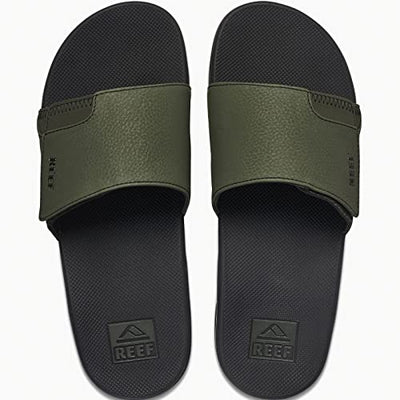 Reef Mens Fanning Slide | Bottle Opener Sandal , Dark Olive, 10