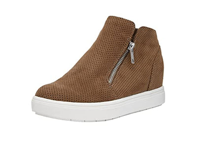 CUSHIONAIRE Women's Hart Hidden Wedge Sneaker +Wide Width Available, Cognac, 11
