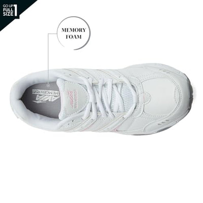 Avia Verge Womens Sneakers - Tennis, Court, Cross Training, or Pickleball Shoes for Women, 6.5 Wide, White with Light Pink