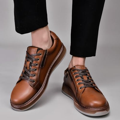 Men's Casual Oxford Dressy Sneaker Shoe Genuine Leather Fashion Casual Walking Shoes for Men Zapatos de Cuero Casuales para Hombres Brown 10.5
