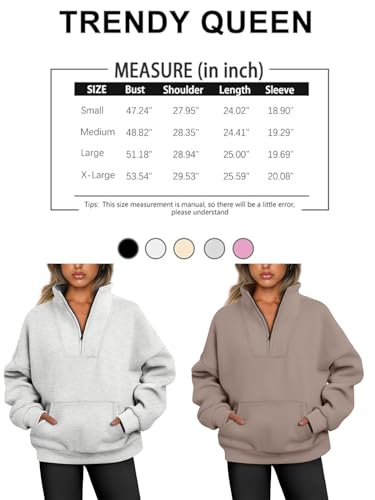 Trendy Queen Womens Sweatshirts Half Zip Pullover Quarter Zip Hoodies Oversized Sweaters Casual Fall Outfits Winter Clothes 2023 Fashion