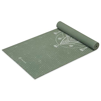 Gaiam Yoga Mat - 5mm Thick Yoga Mat - Non-Slip Exercise Mat for All Types of Yoga, Pilates & Floor Workouts - Textured Grip, Cushioned Support, Variety of Designs (24 x 68 inches long), Celestial Green