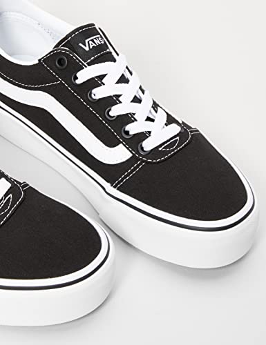 Vans Women’s Ward Platform Canvas Low-Top Sneakers, Black ((Canvas) Black/White 187), 4.5 UK
