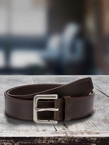 Wrangler Men’s Leather Country Casual Every Day Dress Belt for Jeans, Khakis Brown 32