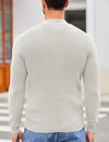COOFANDY Men Quarter Button Dress Sweater Henley Fashion Knitted Pullover Sweater White