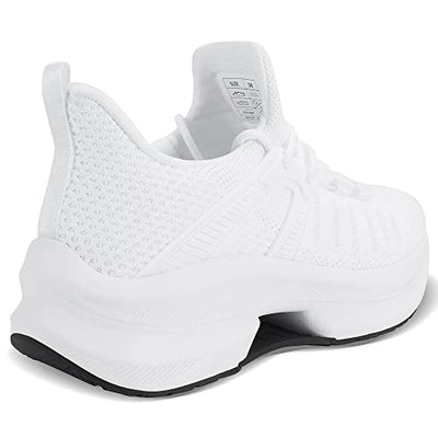 Makodax White Running Shoes for Women Mesh Breathable Sneakers Lightweight Fashion Sports Athletic Walking Shoes,White,US 5.5