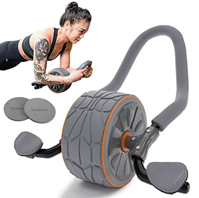 DMoose Ab Roller Wheel, Ab Workout Equipment for Abdominal & Core Strength Training, Ab Wheel Roller for Core Workout, Home Gym, Ab Machine with Knee Pad for Home Workout & Home Gym Accessories (Grey)