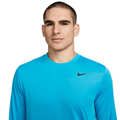 Nike Dri-FIT Legend Men's Long-Sleeve Fitness Top (as1, Alpha, m, Regular, Regular, Laser Blue/Black)