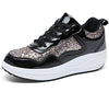 kkdom Women's Walking Shoes Glitter Comfort Lightweight Wedge Platform Athletic Tennis Sneakers Black US Size 11