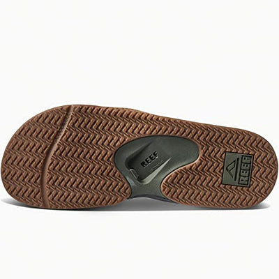 Reef Mens Fanning Slide | Bottle Opener Sandal , Dark Olive, 10