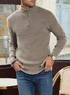 JMIERR Mens Quarter Zip Sweaters Mock Neck Polo Polluver Knit Sweater for Men with Ribbed Edge,US 46 (XL),Khaki